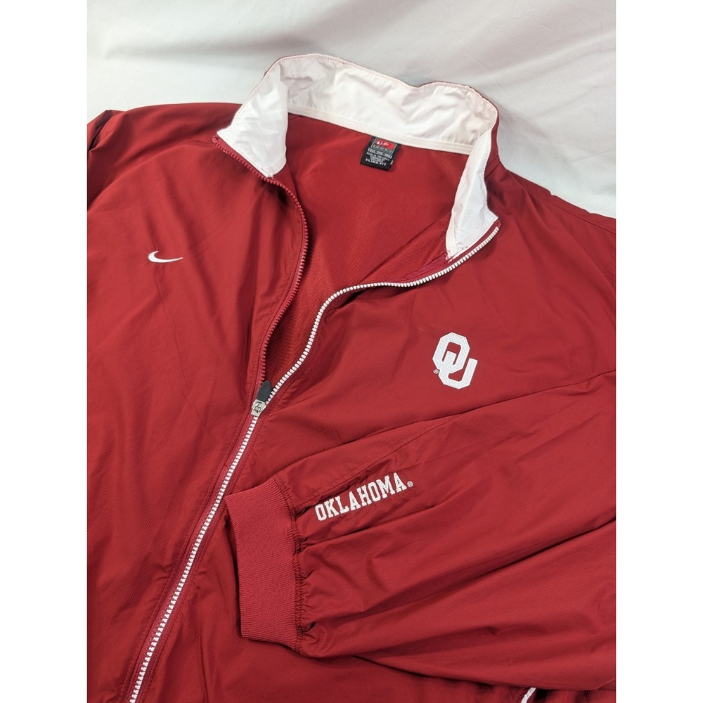 Vtg Nike Oklahoma Sooners Wind Jacket Maroon 4XL NCAA Basketball Clima Fit Zip